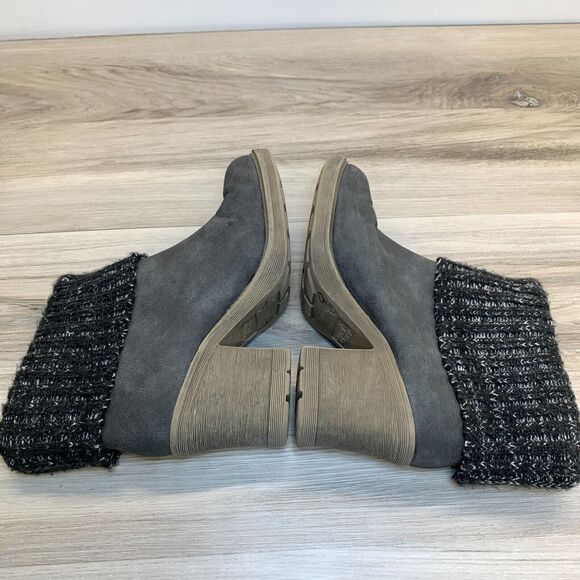 Dirty Laundry Gray Knit Cuff Block Block Heel Boots Women's Size 9.5 Pull On - Picture 3 of 11